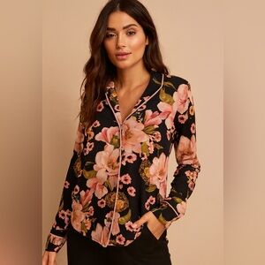 Room Service Floral Pajama Top L Romantic Boho Quiet Luxury